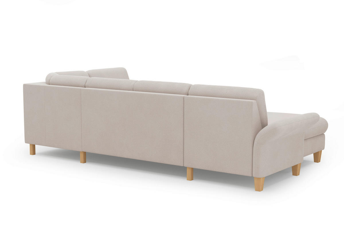 WOHNLANDSCHAFT Greige Flachgewebe  - Greige/Eichefarben, KONVENTIONELL, Holz/Textil (164/314/195cm) - Sit & More