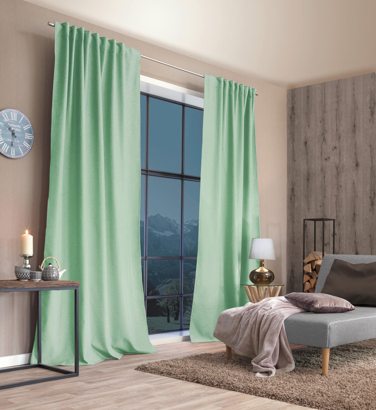 WÄRMESCHUTZVORHANG ESKIMO blickdicht 135/225 cm   - Mintgrün, Basics, Textil (135/225cm)