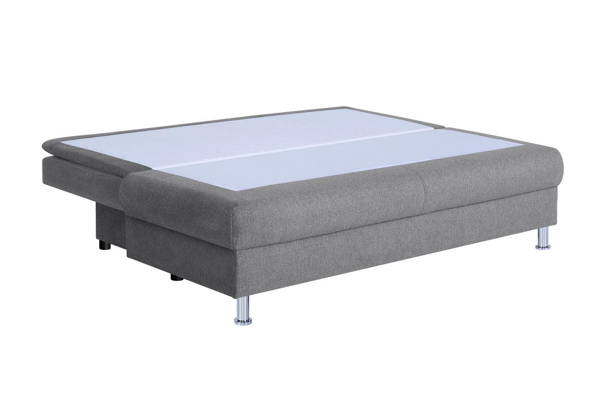 SCHLAFSOFA Webstoff Taupe  inkl. Rückenkissen, Armlehnenkissen, Bettkasten, Schlaffunktion, Topper, Rücken echt  - Taupe/Chromfarben, Design, Kunststoff/Textil (200/92/90cm) - P & B