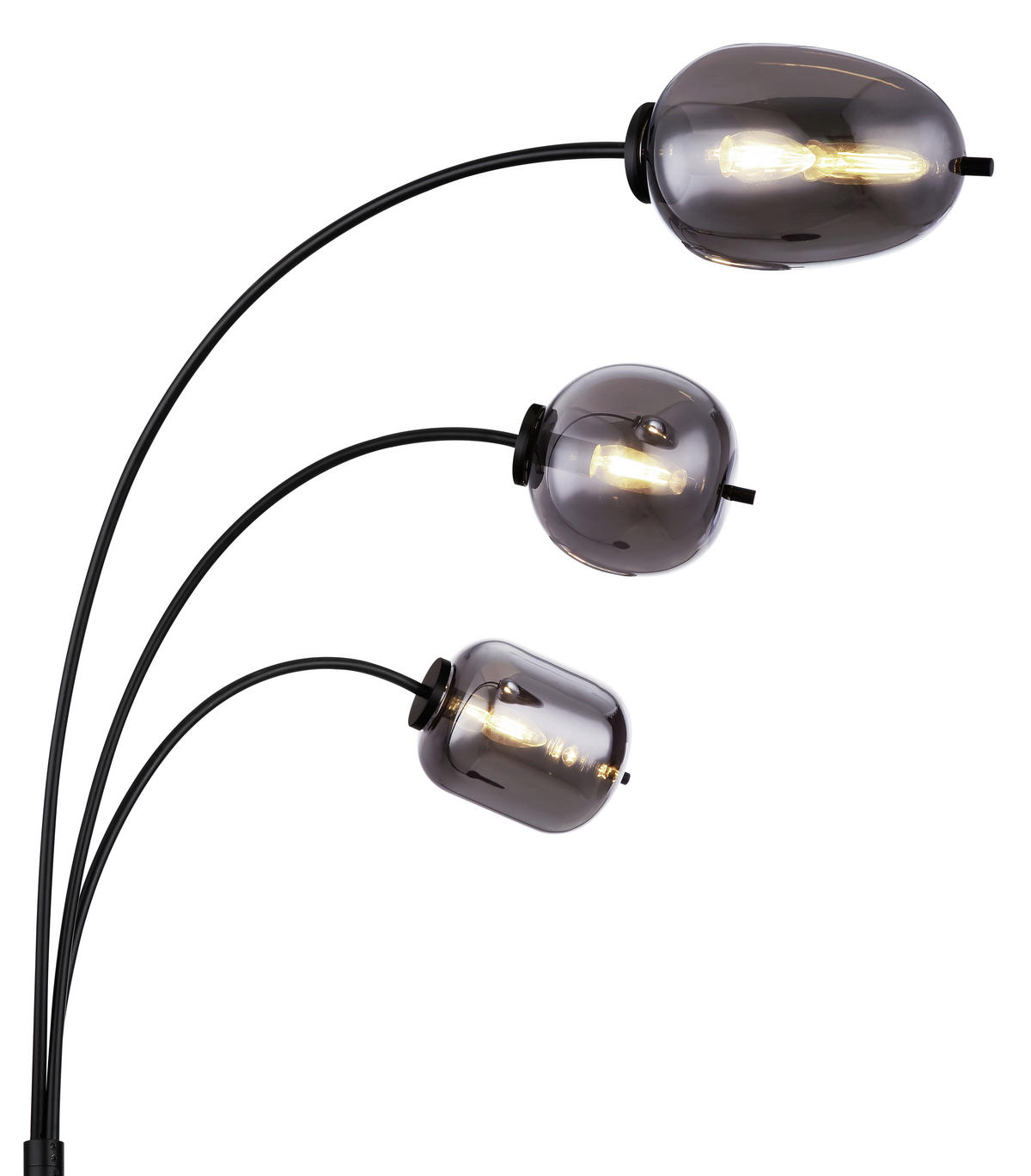 BOGENLEUCHTE 80/60/175 cm    - Schwarz/Grau, Design, Glas/Metall (80/60/175cm) - Globo
