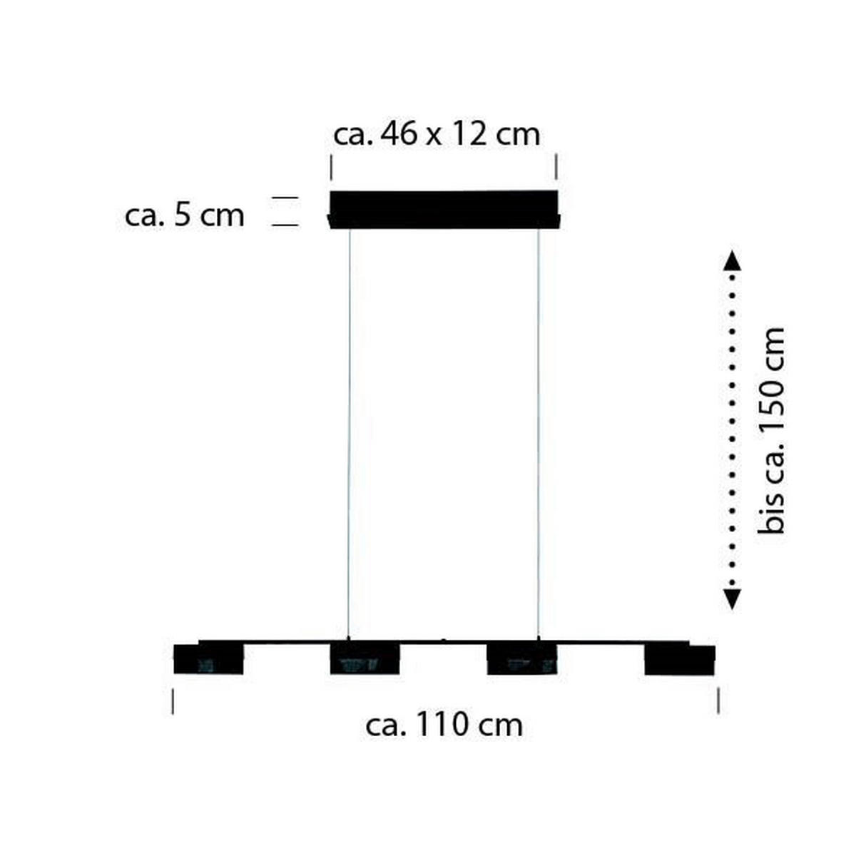 LED-HÄNGELEUCHTE 110/11,5/150 cm  - Greige, Design, Metall (110/11,5/150cm) - Hell