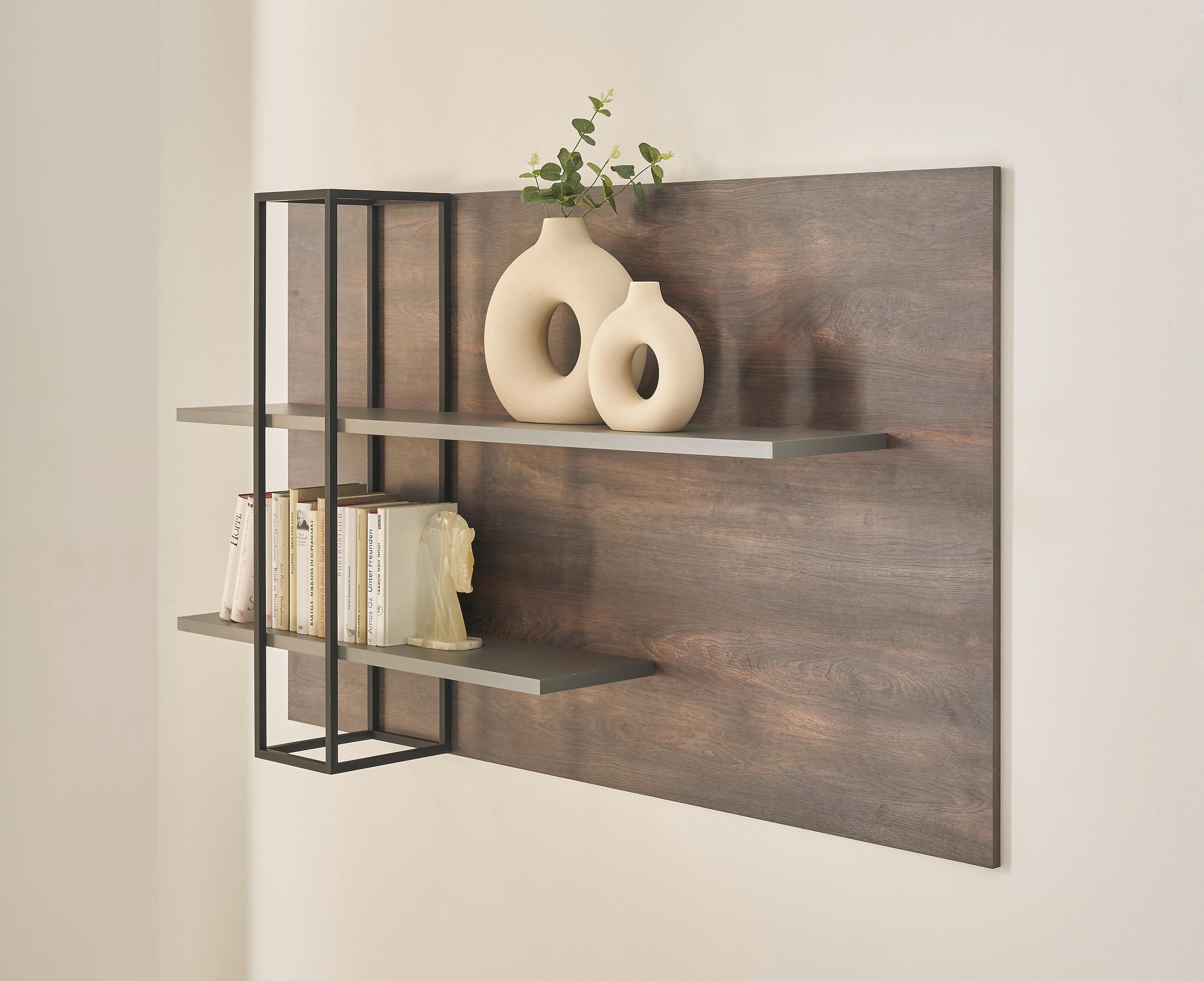 WANDREGAL Anthrazit, Eichefarben - Eichefarben/Anthrazit, Design, Holzwerkstoff (152/90/26cm) - MID.YOU