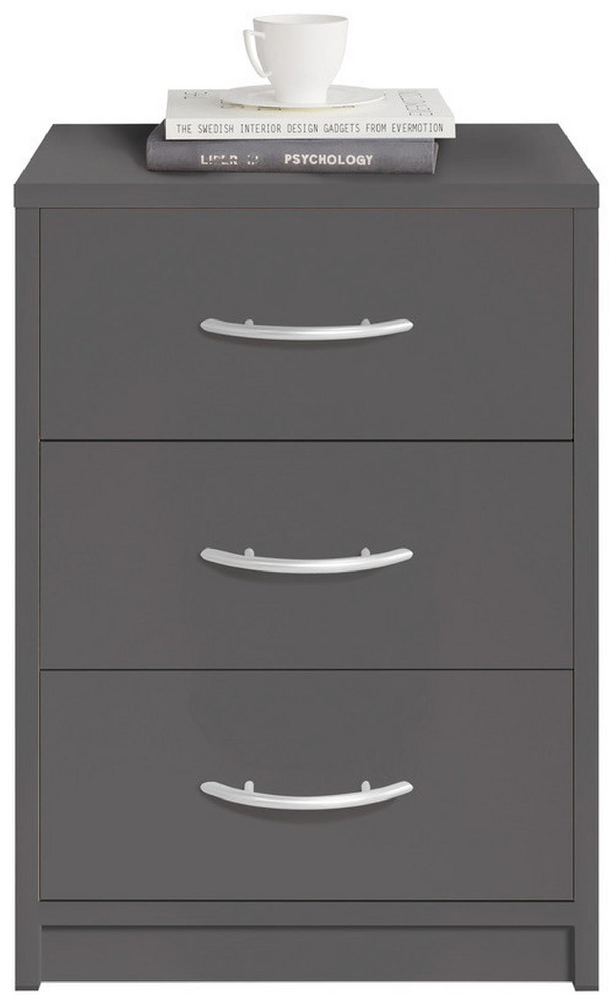 NOČNÍ STOLEK, barvy grafitu, 38,5/54/28,2 cm - šedá/černá, Basics, kompozitní dřevo/plast (38,5/54/28,2cm) - Carryhome