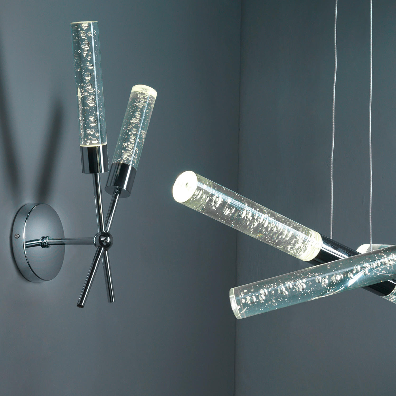 LED-WANDLEUCHTE BUBBLES 22/22/42 cm   - Klar/Chromfarben, Design, Kunststoff/Metall (22/22/42cm)
