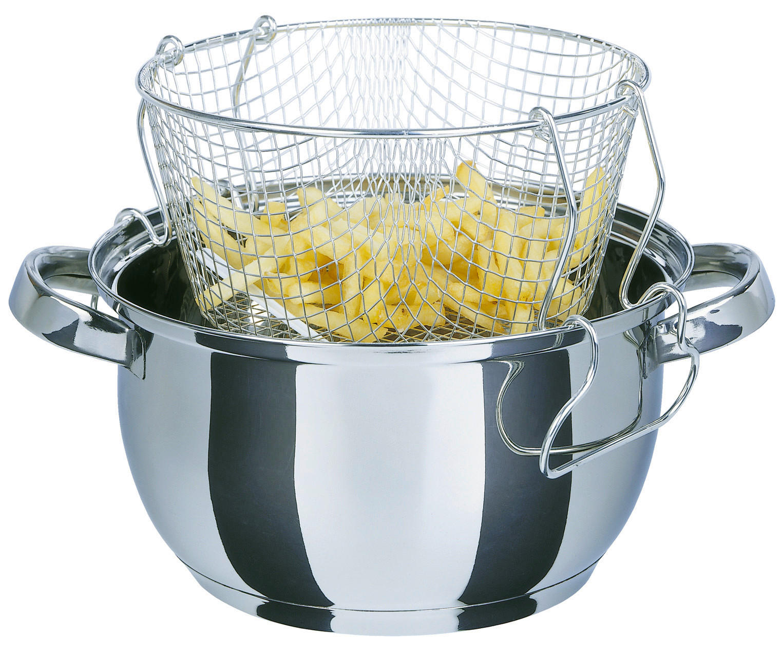 FRITTIERTOPF POMMES  - Edelstahlfarben, Basics, Metall (22/11,5cm) - GSW