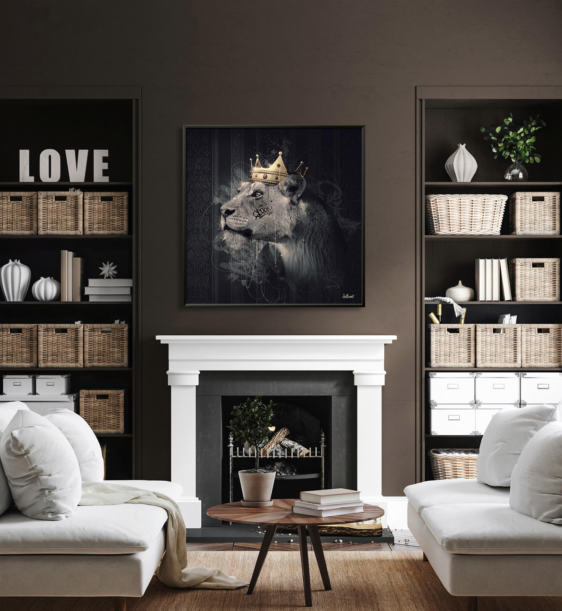 KUNSTDRUCK Tiere 50/50 cm  - Goldfarben/Schwarz, Basics, Papier (50/50cm) - Monee