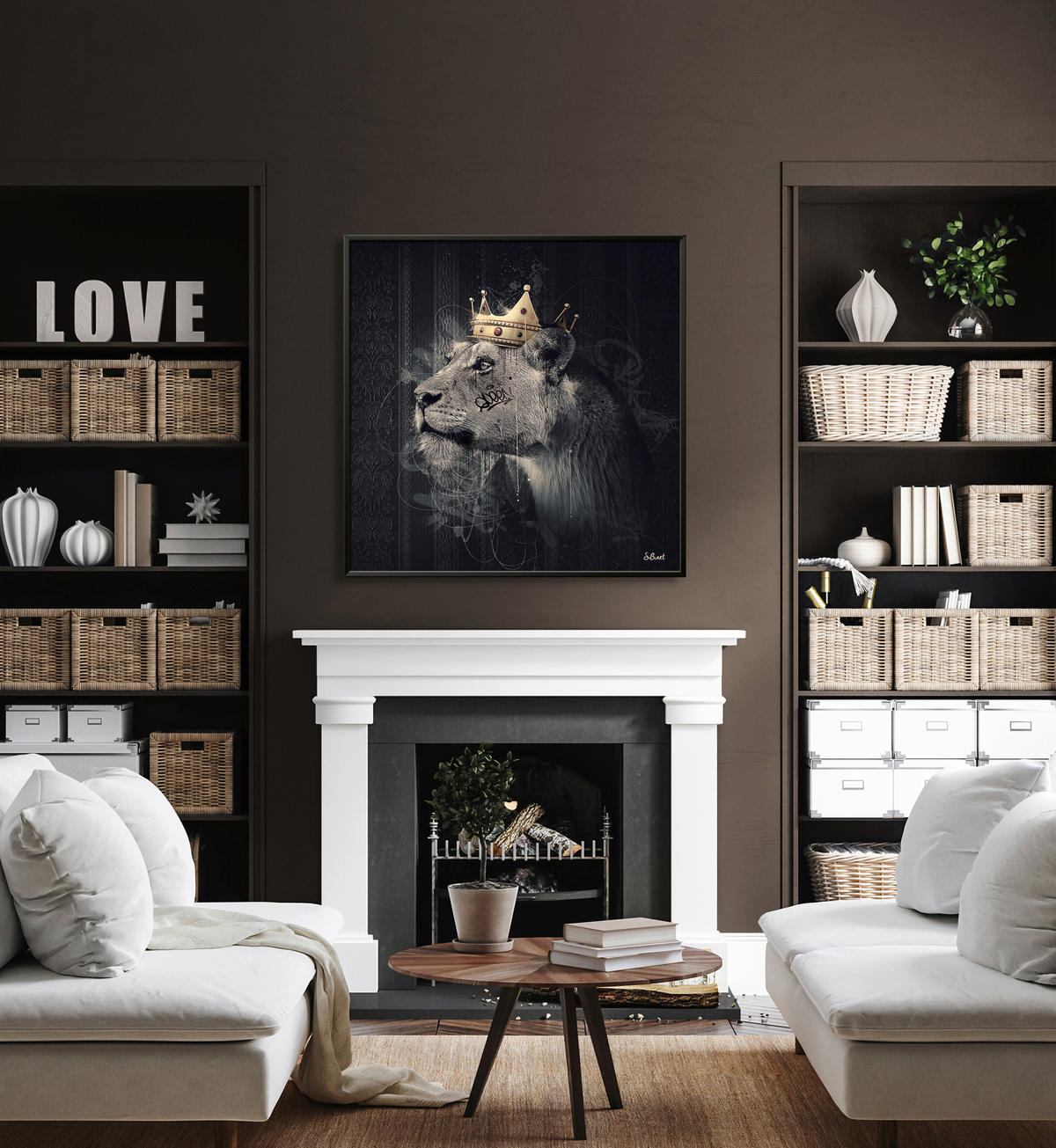 KUNSTDRUCK Tiere 50/50 cm  - Goldfarben/Schwarz, Basics, Papier (50/50cm) - Monee