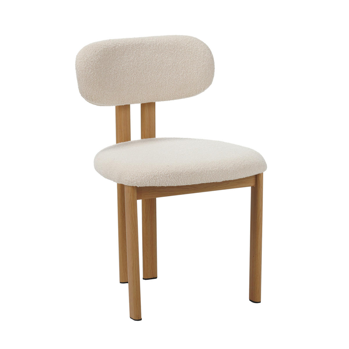 STUHL-SET 2 Stück  in Stahl Bouclé  - Elfenbein/Eichefarben, MODERN, Textil/Metall (50/80/52cm) - Livetastic