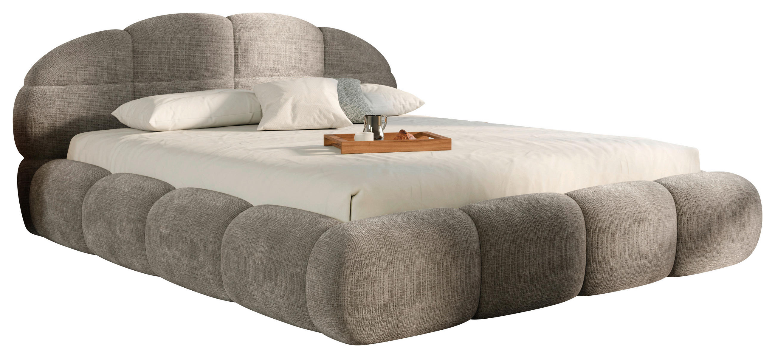 POLSTERBETT 180/200 cm,  in Taupe, gepolstertes Kopfteil, Lattenrost, Bettkasten,  - Taupe/Schwarz, Design, Holz/Textil (180/200cm) - Chameo