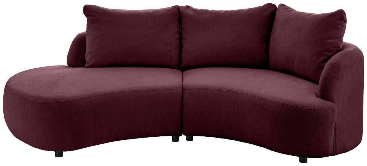 ECKSOFA Bordeaux Mikrofaser  - Bordeaux/Schwarz, MODERN, Kunststoff/Textil (250/139cm) - Livetastic