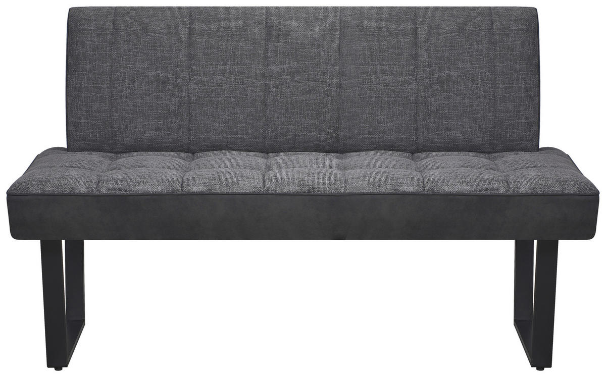 SITZBANK in Metall, Textil Grau, Schwarz  - Schwarz/Grau, KONVENTIONELL, Textil/Metall (140/86/70cm) - MID.YOU