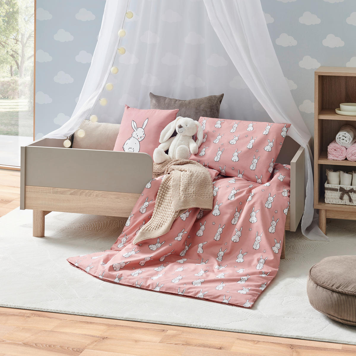 DETSKÉ OBLIEČKY SO ZAJAČIKMI 100/135 cm  - pink, Basics, textil (100/135cm) - Avelia