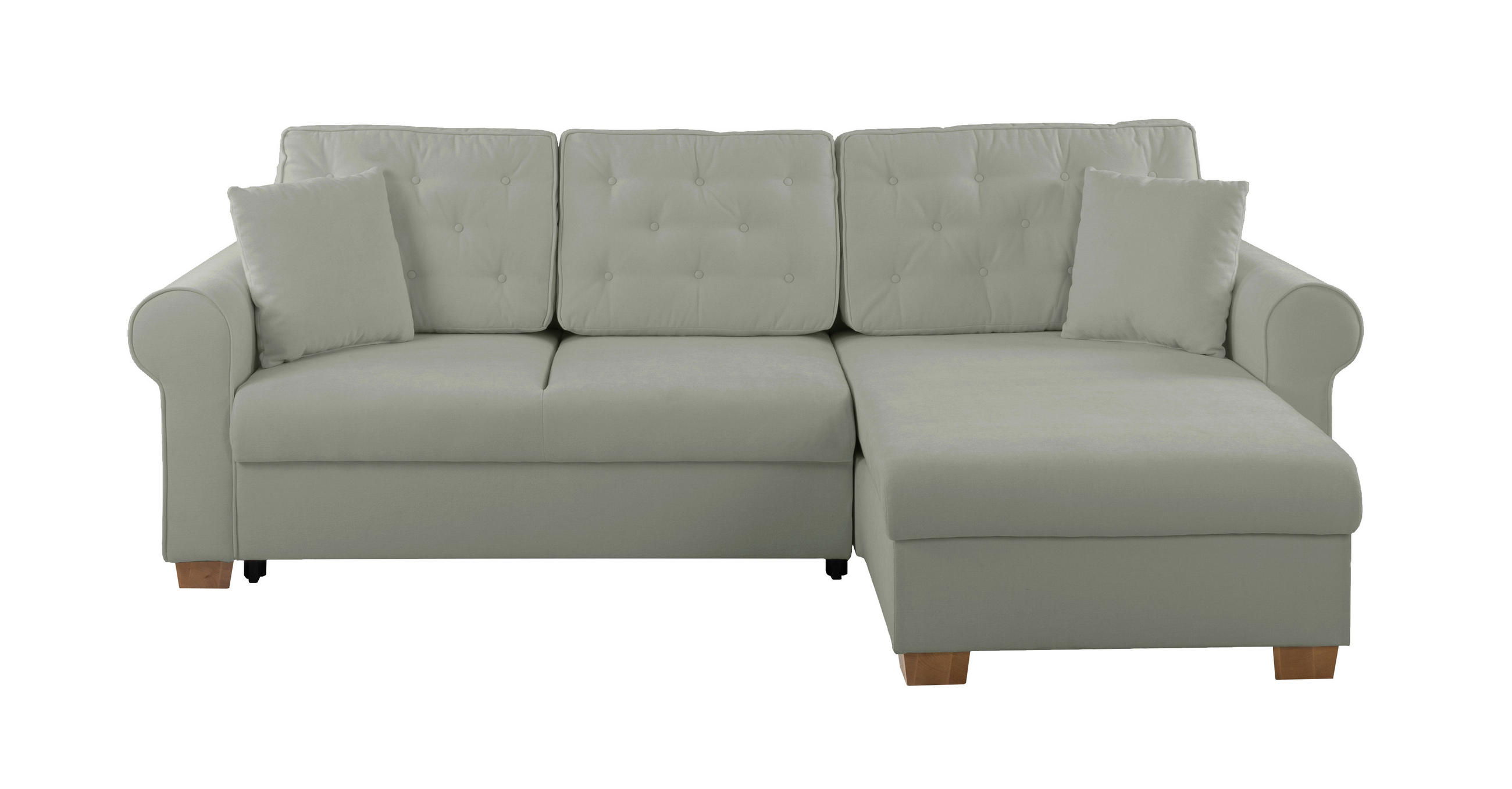 ECKSOFA in Grau - Buchefarben/Grau, Design, Holz/Textil (266/161cm) - MID.YOU