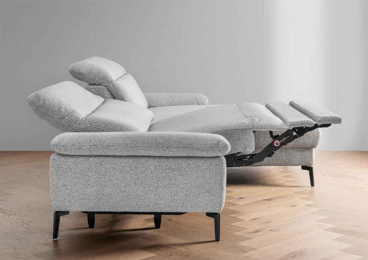 ECKSOFA Struktur Hellgrau  - Hellgrau/Schwarz, Konventionell, Textil/Metall (300/178cm) - Livetastic