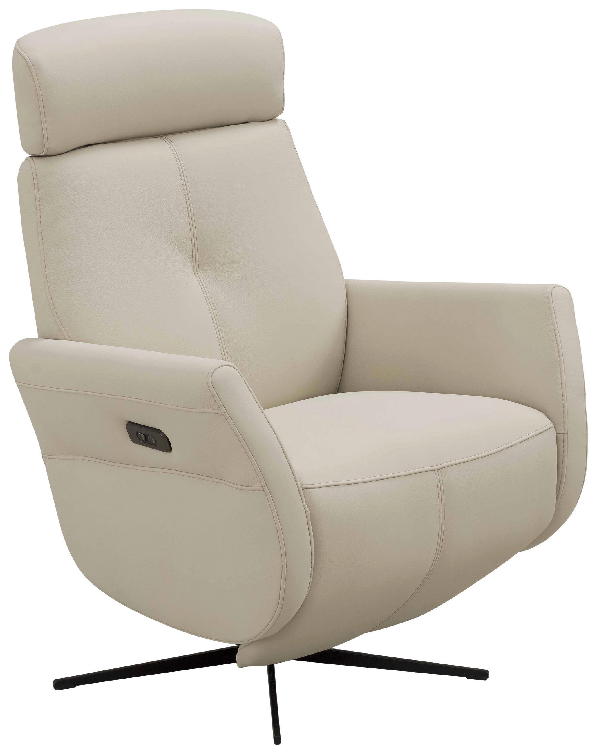 RELAXSESSEL Artù Echtleder Relaxfunktion, Kopfteilverstellung, Rücken echt    - Creme, Design, Leder (71/110/80cm) - Novel