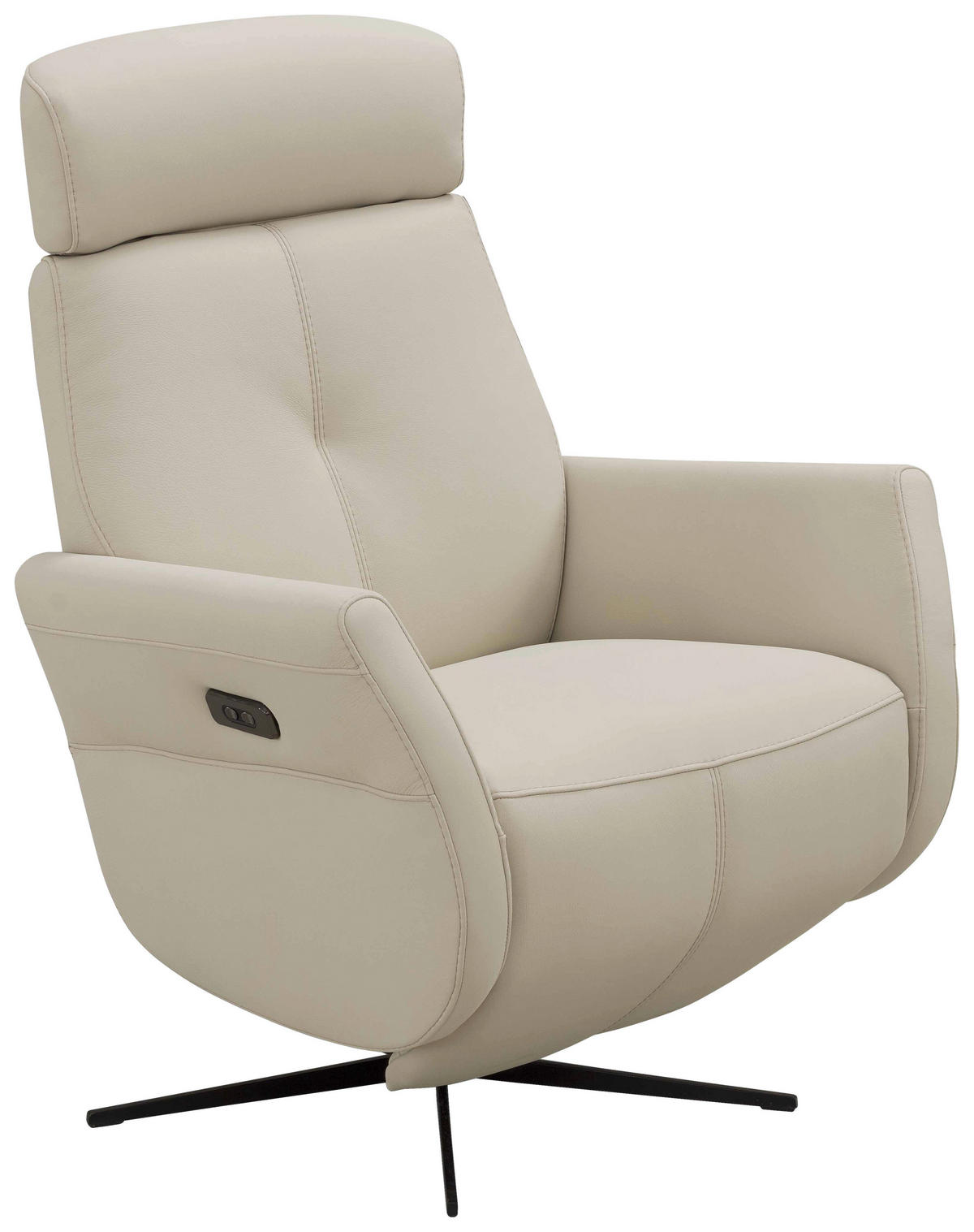 RELAXSESSEL Artù Echtleder Relaxfunktion, Kopfteilverstellung, Rücken echt    - Creme, Design, Leder (71/110/80cm) - Novel