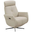 RELAXSESSEL Artù Echtleder Relaxfunktion, Kopfteilverstellung, Rücken echt    - Creme, Design, Leder (71/110/80cm) - Novel