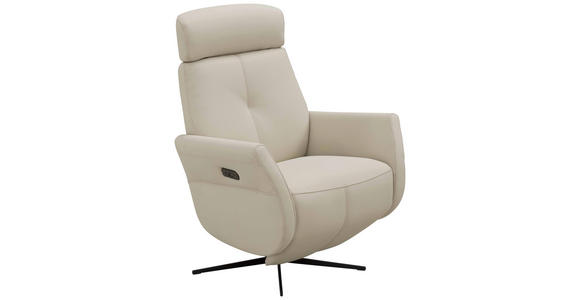 RELAXSESSEL Artù Echtleder Relaxfunktion, Kopfteilverstellung, Rücken echt    - Creme, Design, Leder (71/110/80cm) - Novel