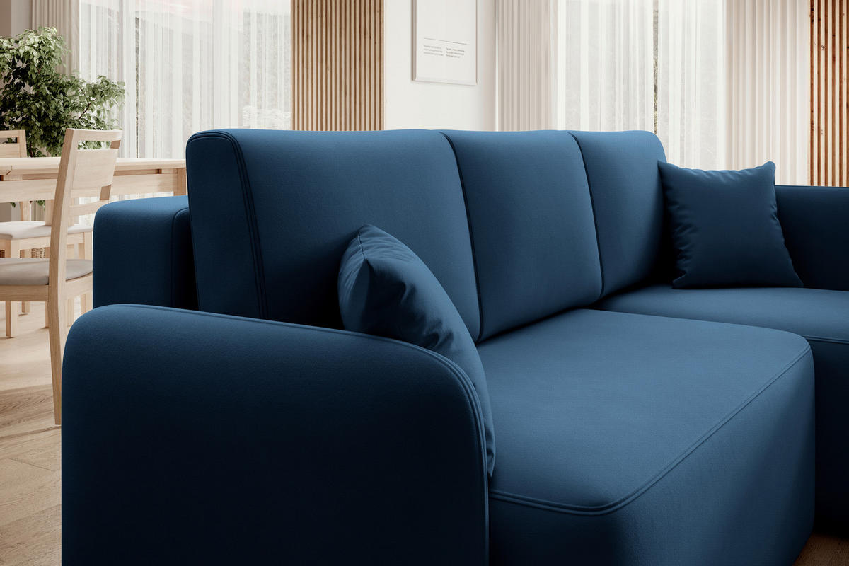 ECKSOFA in Plüsch Blau  206/150 cm  - Blau/Schwarz, Design, Kunststoff/Textil (206/150cm) - MID.YOU