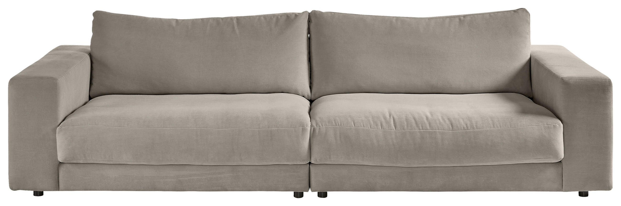 MEGASOFA Feincord Sandfarben  - Sandfarben/Schwarz, Design, Kunststoff/Textil (290/86/127cm) - Pure Home Lifestyle