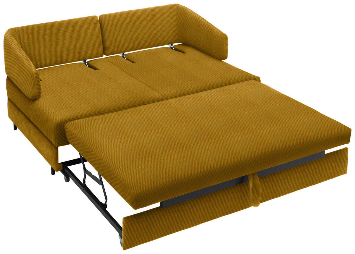 SCHLAFSOFA in Textil Currygelb  - Currygelb/Schwarz, Design, Textil/Metall (172/76-89/112-120cm) - Bali