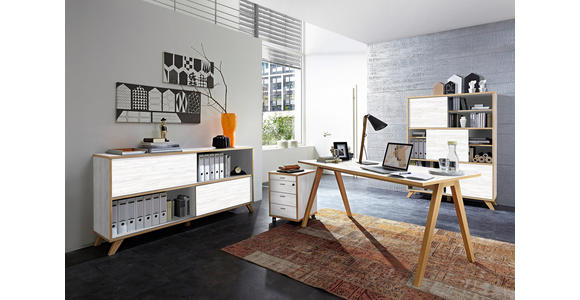 ROLLCONTAINER - Eichefarben/Alufarben, Design, Holzwerkstoff/Metall (43/59/44cm) - Xora