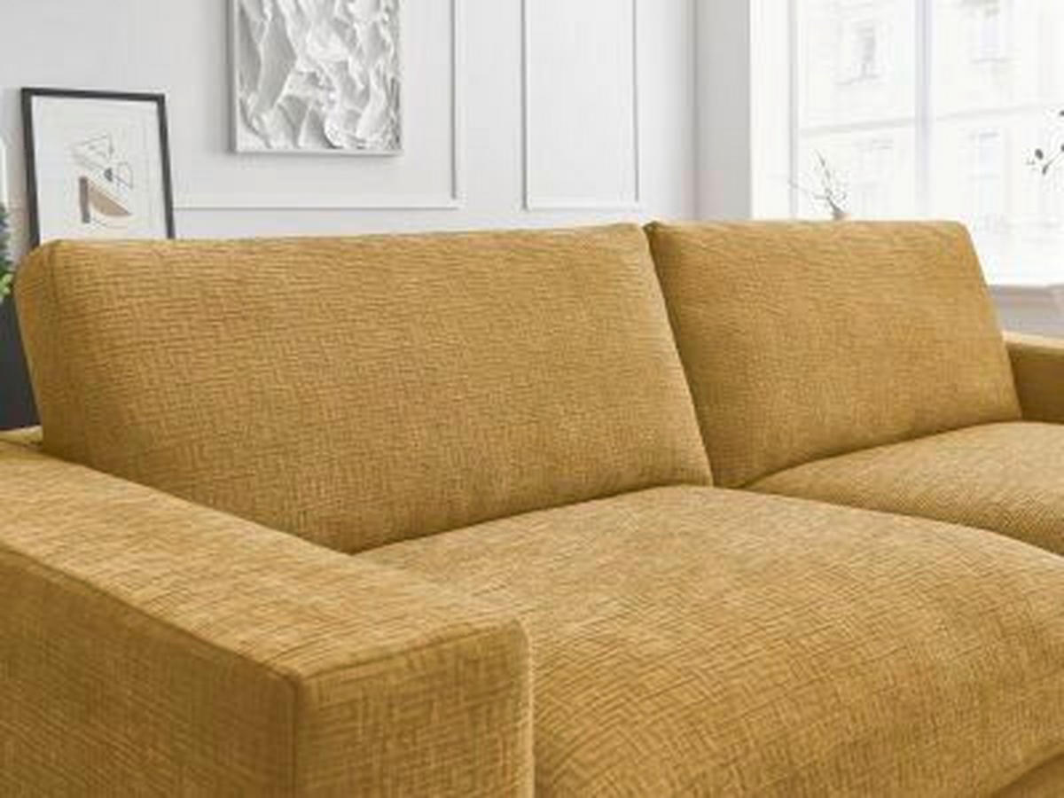 ECKSOFA Ottomane rechts  LEONARD  Gelb Struktur  - Gelb/Schwarz, MODERN, Kunststoff/Textil (274/159cm)