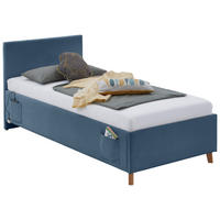 POLSTERBETT 90/200 cm  in Blau  - Blau/Eichefarben, Konventionell, Holz/Textil (90/200cm) - Stylife