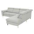 ECKSOFA in Echtleder Hellgrau  - Hellgrau/Alufarben, Design, Leder/Metall (271/242cm) - Cantus