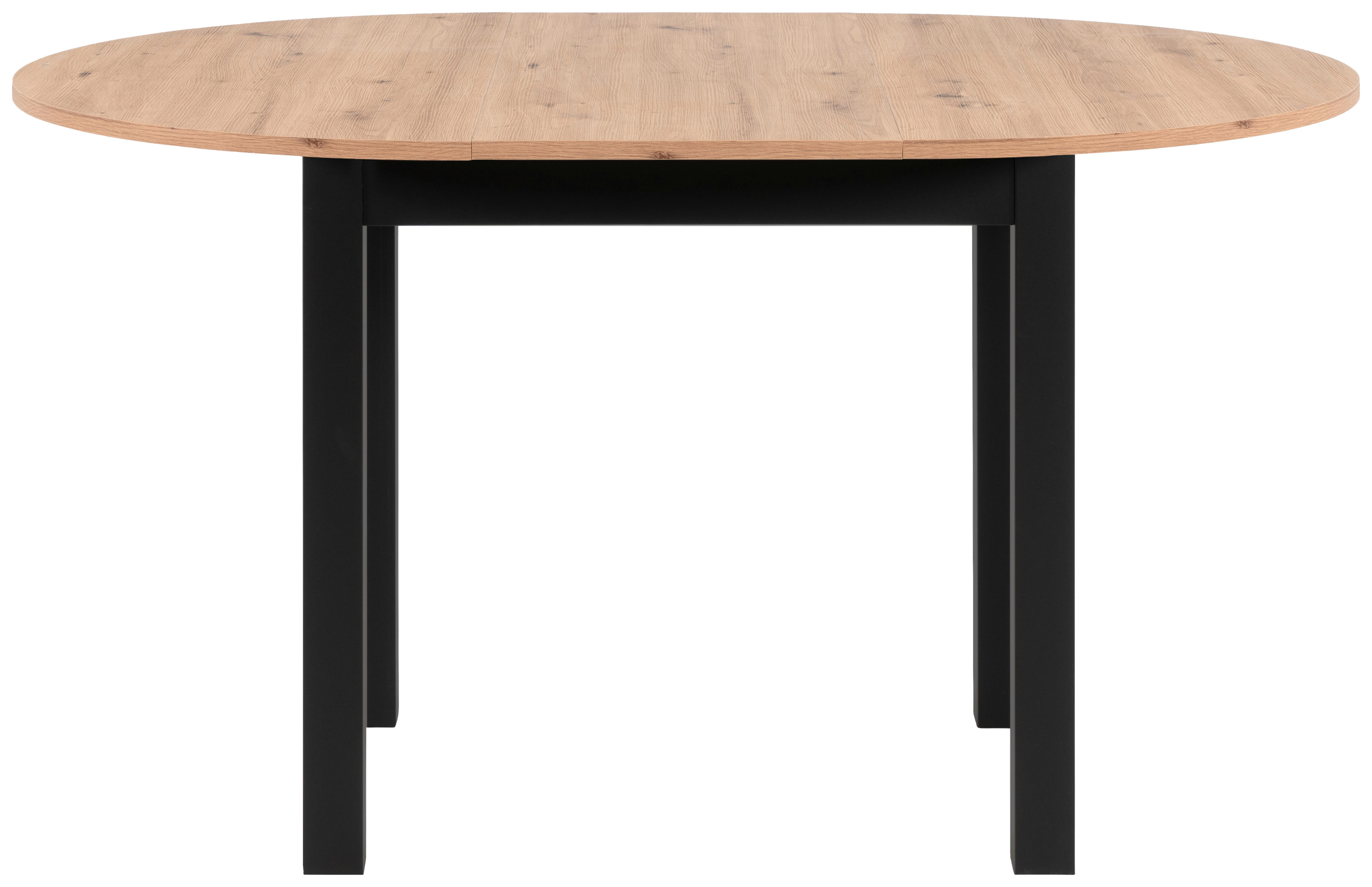 ESSTISCH Schwarz, Eiche Artisan rund  ausziehbar  - Schwarz/Eiche Artisan, Basics, Holzwerkstoff (100/75cm) - MID.YOU