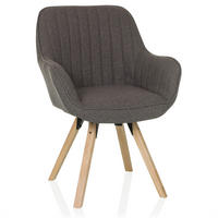 STOL MED ARMSTÖD flatväv  - mörkgrå/bokfärgad, Modern, trä/textil (56/84/62cm) - MID.YOU