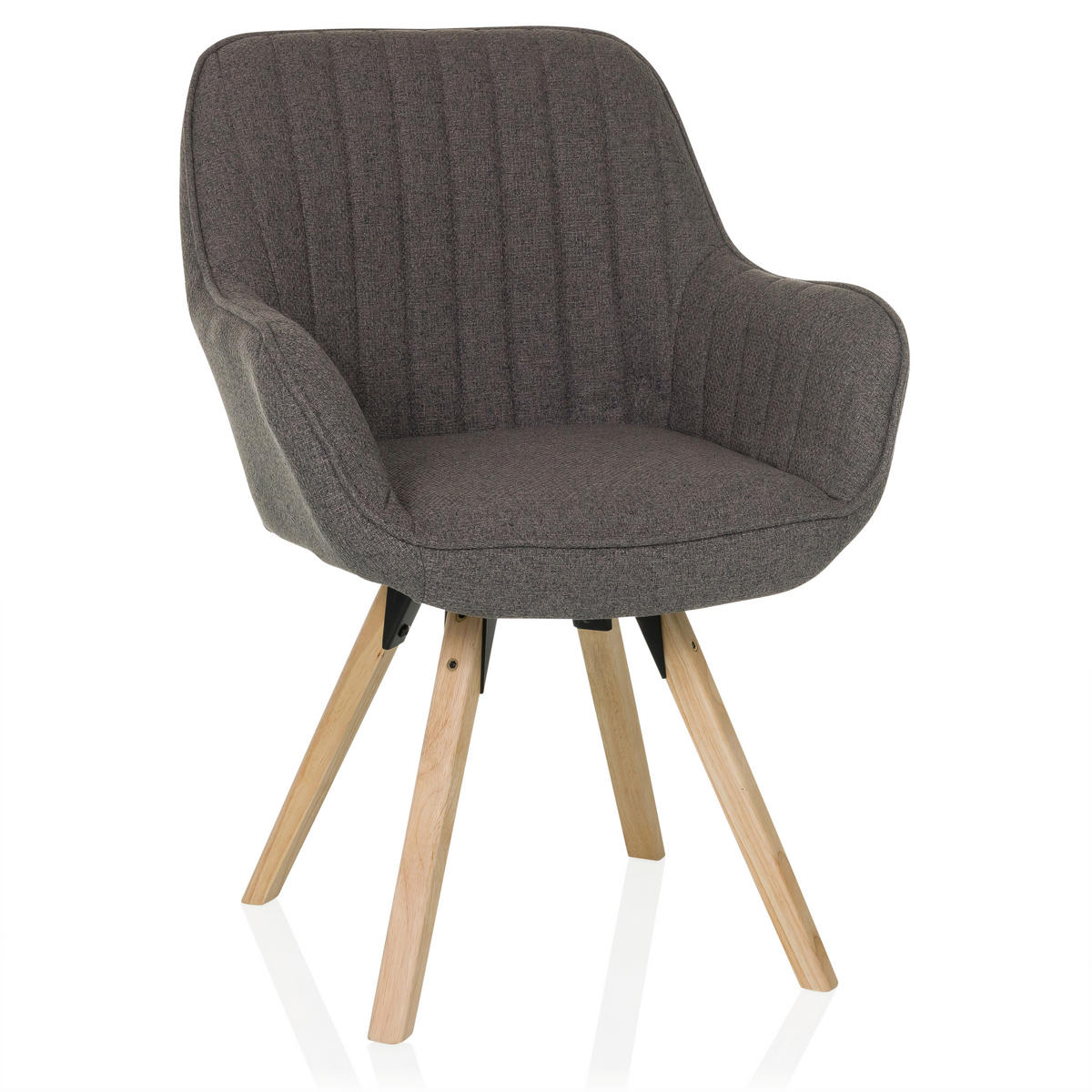 STOL MED ARMSTÖD flatväv  - mörkgrå/bokfärgad, Modern, trä/textil (56/84/62cm) - MID.YOU