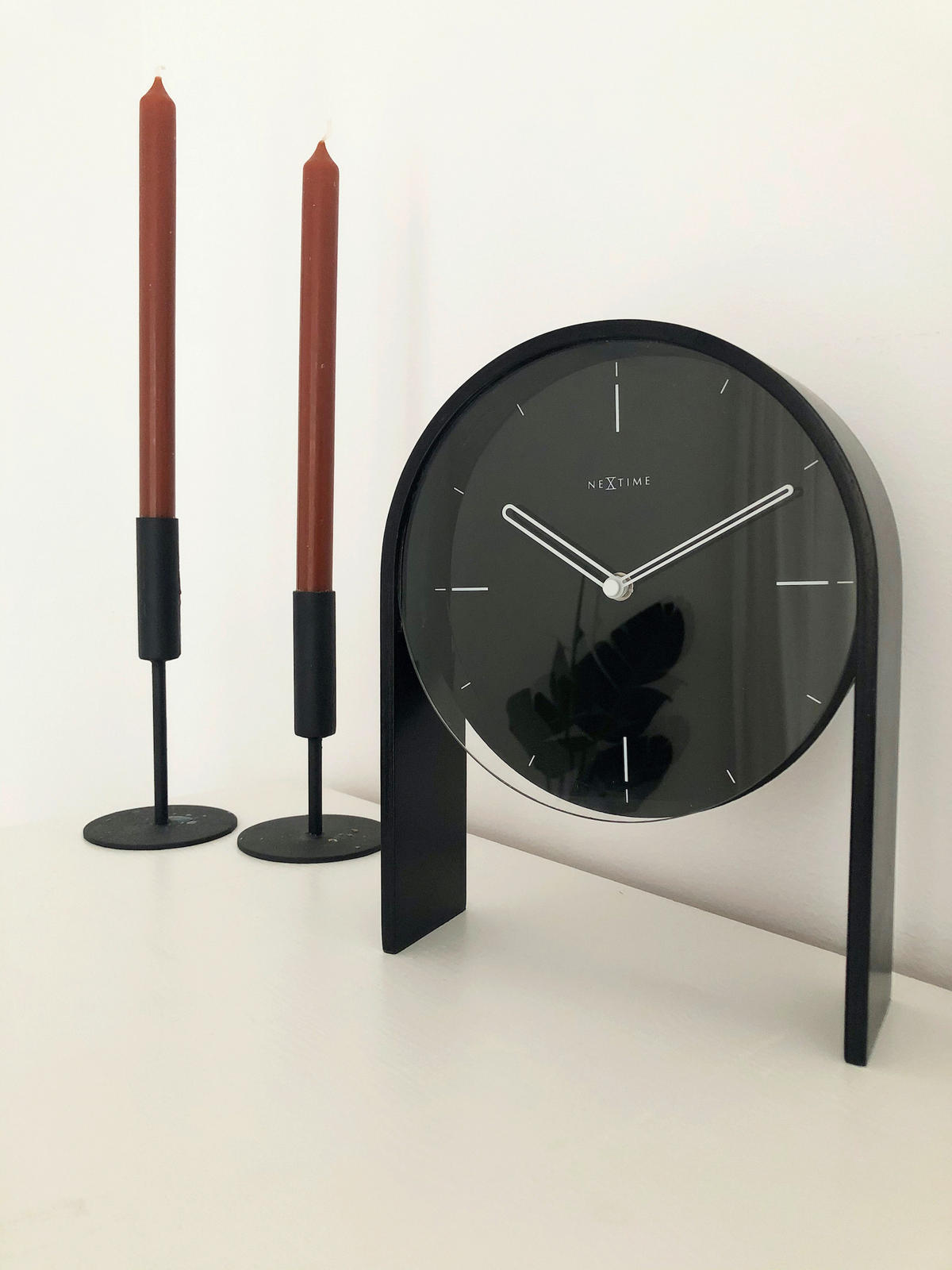 TISCHUHR 21/27/6,5 cm   - Schwarz, Basics, Glas/Holz (21/27/6,5cm)