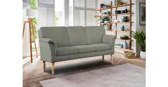SOFA Flachgewebe Grün  - Naturfarben/Grün, ROMANTIK / LANDHAUS, Holz/Textil (186/96/80cm) - Cantus