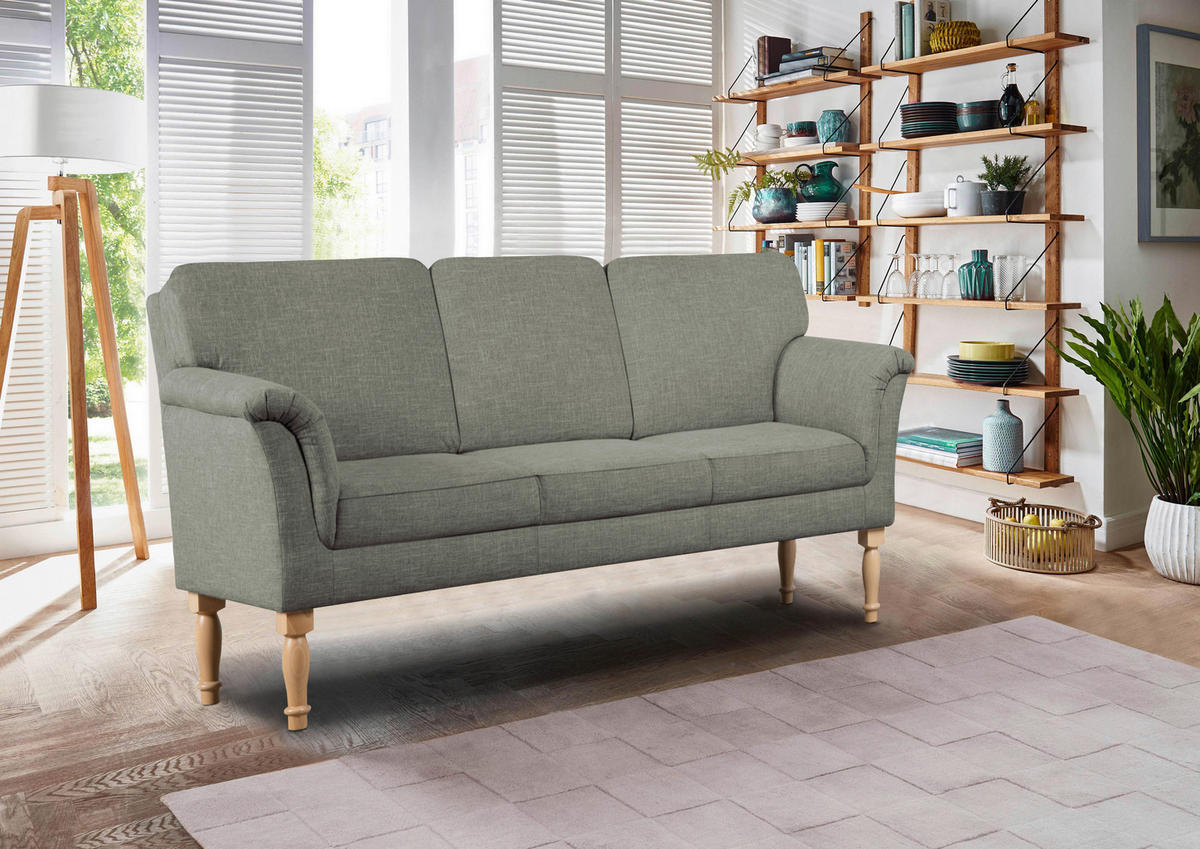 KÜCHENSOFA  - Naturfarben/Grün, ROMANTIK / LANDHAUS, Holz/Textil (186/96/80cm) - Cantus