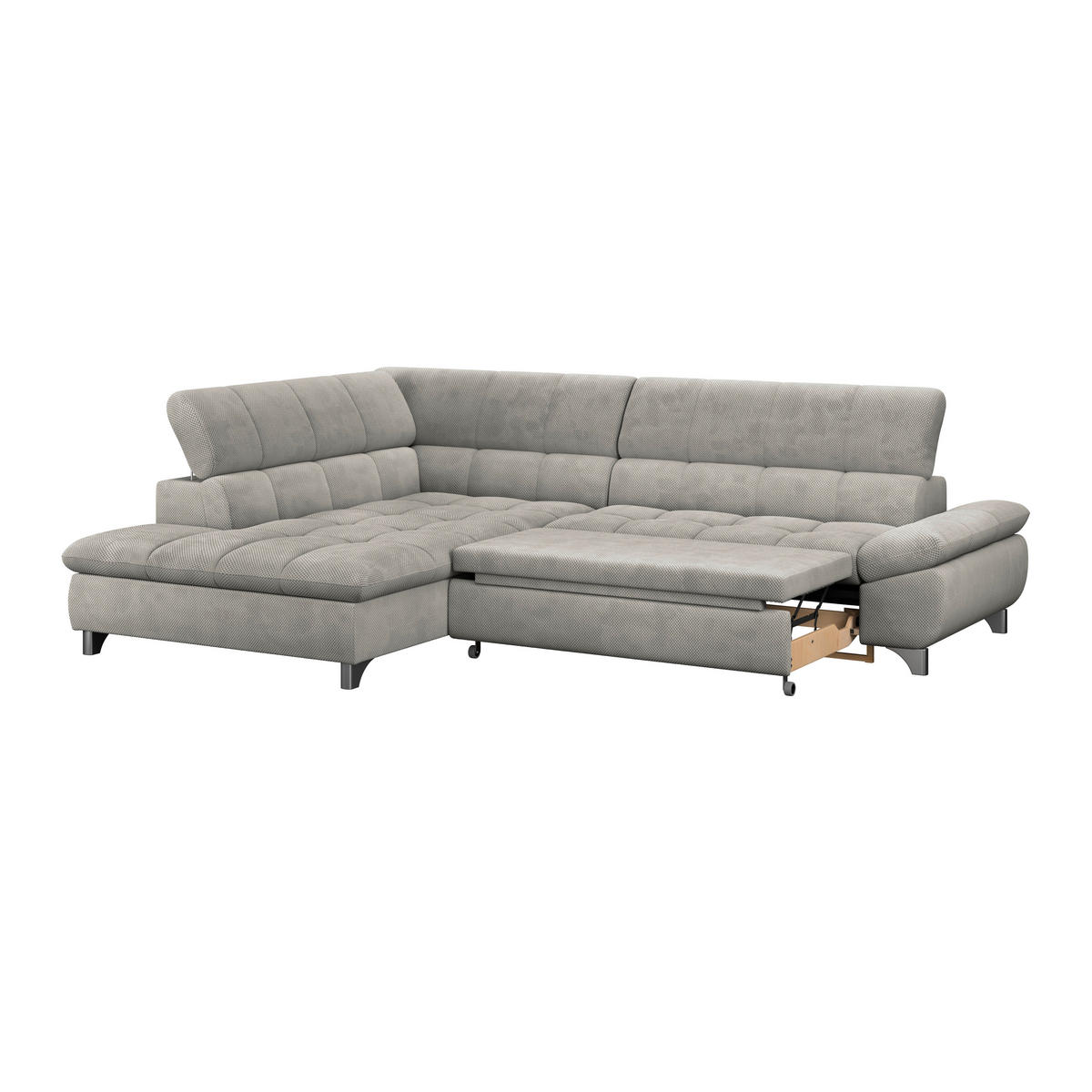 ECKSOFA Taupe Chenille  - Taupe/Chromfarben, KONVENTIONELL, Textil/Metall (234/312cm) - Livetastic