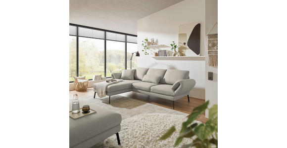 ECKSOFA  in Flachgewebe Naturfarben Armteilverstellung, Relaxfunktion, Drehsitzfunktion  175-224/255-365 cm  - Schwarz/Naturfarben, Design, Textil/Metall (175-224/255-365cm) - Dieter Knoll
