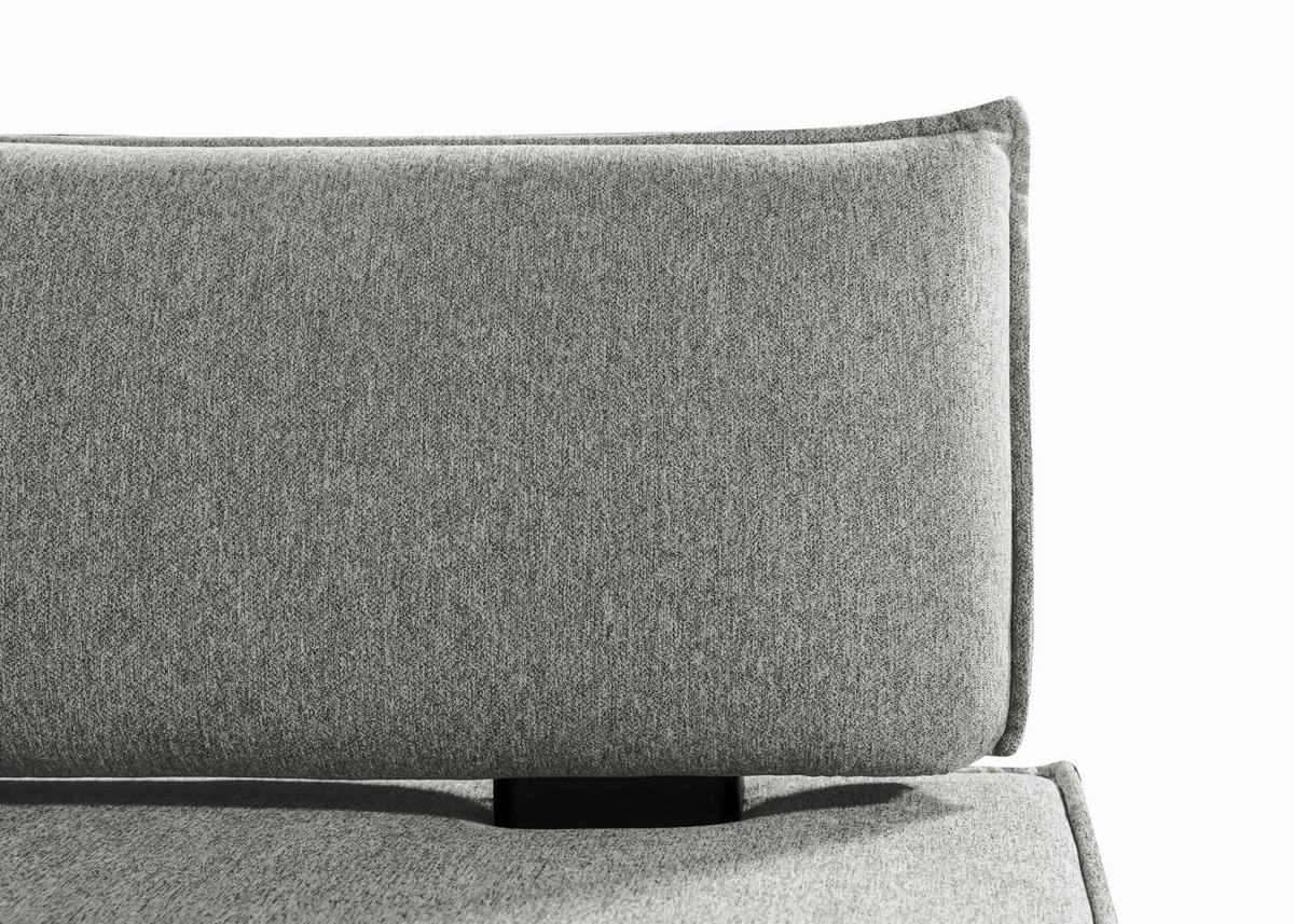 SITZBANK 153/90/65 cm Webstoff Schwarz, Hellgrau Buche massiv  - Hellgrau/Schwarz, Basics, Holz/Textil (153/90/65cm) - Carryhome