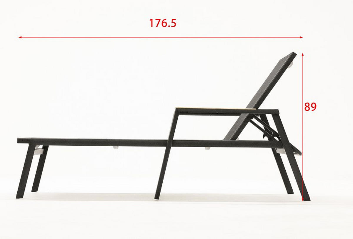 SONNENLIEGE 76/51,5/196 cm  - Schwarz/Grau, Modern, Holz/Textil (76/51,5/196cm) - Amatio