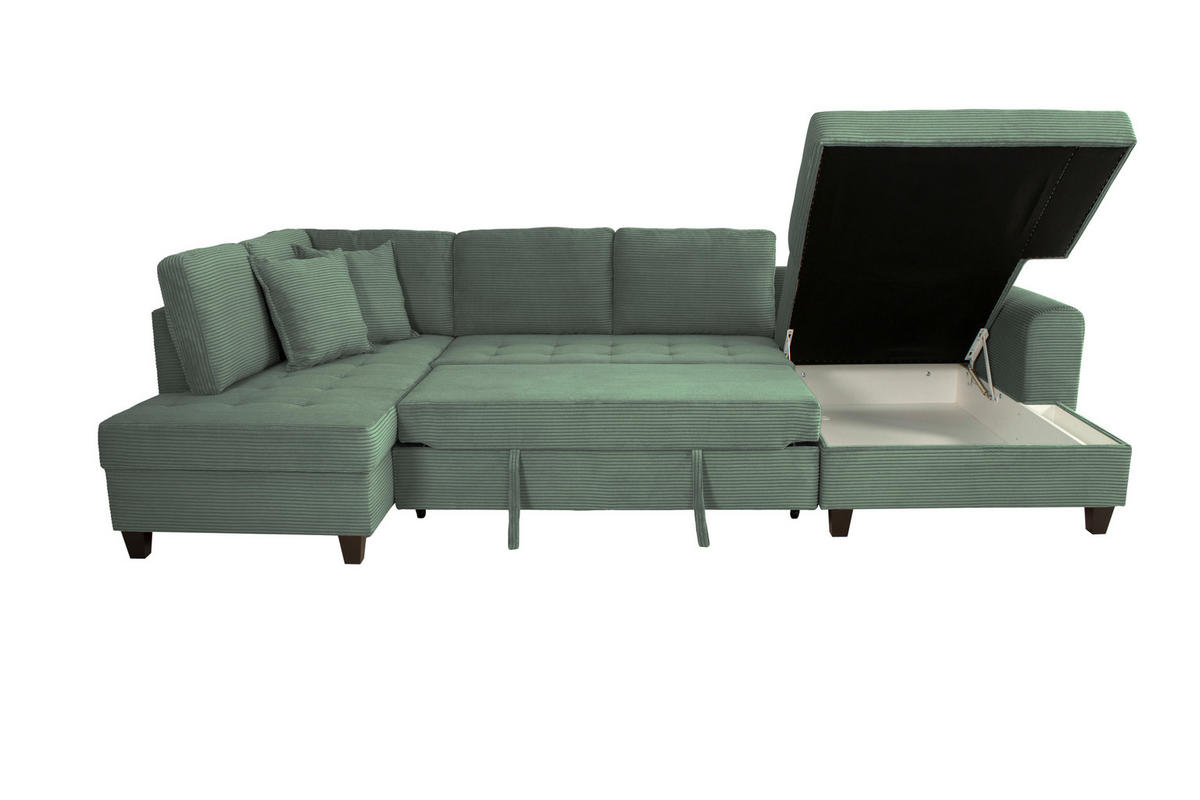 WOHNLANDSCHAFT MORITZ Grün Cord  - Grün, Trend, Textil (178/324/155cm) - P & B