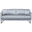 2,5-SITZER  in Samt Grau, Silberfarben  - Silberfarben/Schwarz, Design, Textil/Metall (180/78/84cm) - Carryhome