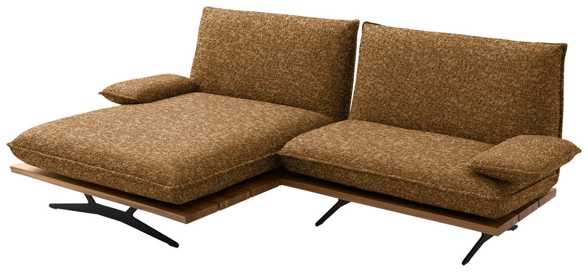 ECKSOFA Chenille, Flachgewebe Cognac, Wildeiche  - Wildeiche/Cognac, Design, Holz/Textil (161/284cm) - Koinor