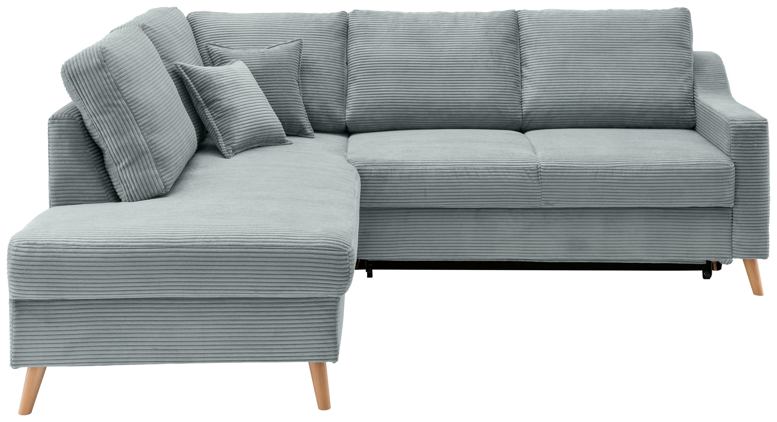 ECKSOFA in Cord Hellblau  - Naturfarben/Hellblau, MODERN, Holz/Textil (200/230cm) - Livetastic