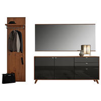 GARDEROBE 3-teilig  in 271,6/217,3/39,6 cm  - Nussbaumfarben/Graphitfarben, Design, Holz/Holzwerkstoff (271,6/217,3/39,6cm) - Invivus