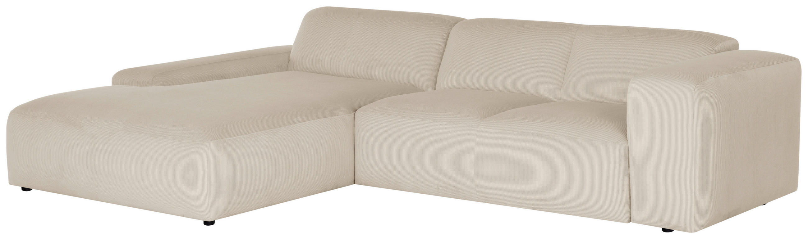 ECKSOFA HANNAH Beige Cord  - Beige/Schwarz, Design, Kunststoff/Textil (200/304cm) - MID.YOU