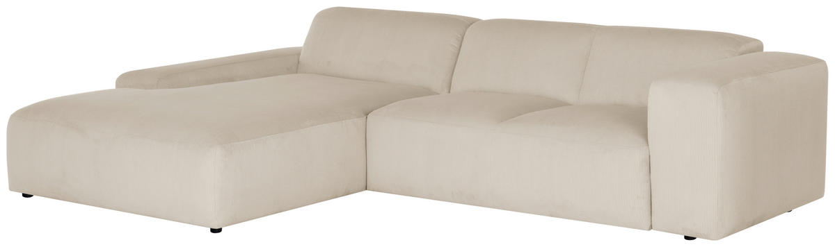 ECKSOFA in Cord Beige  - Beige/Schwarz, Design, Kunststoff/Textil (200/304cm) - MID.YOU