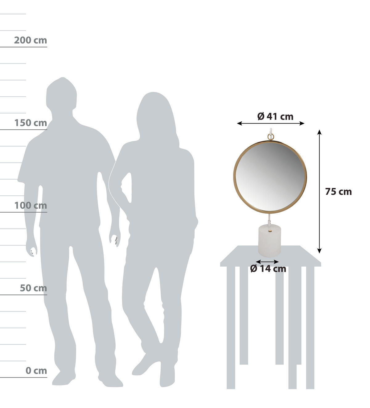SCHMINKSPIEGEL 41/75/14 cm  - Goldfarben/Weiß, LIFESTYLE, Glas/Metall (41/75/14cm) - Kayoom