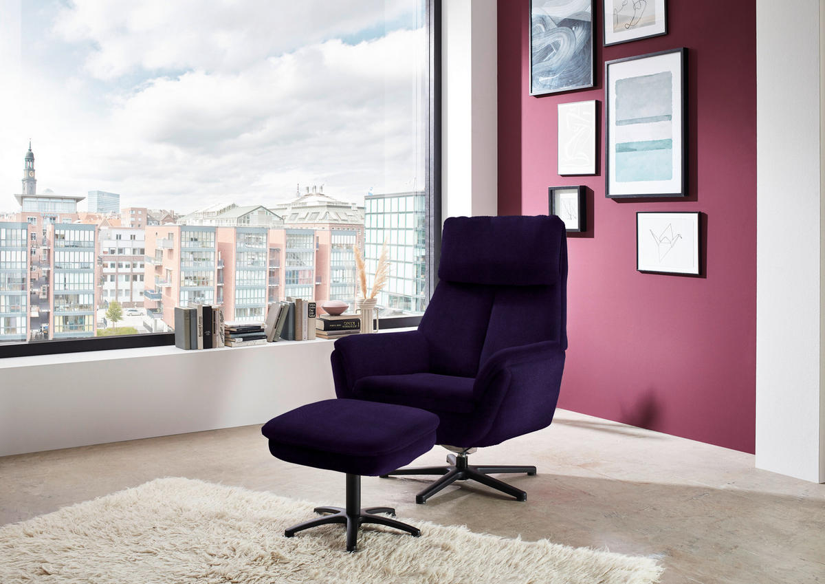 RELAXSESSEL in Textil Violett  - Violett/Schwarz, Design, Textil/Metall (79/108/89cm) - Beldomo Style