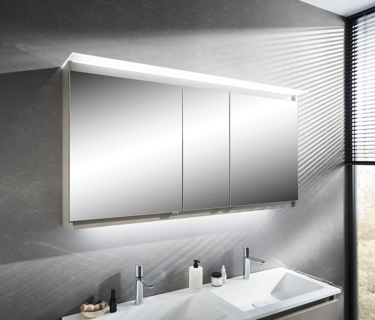 WASCHTISCHKOMBI 141,2 cm  - Weiß/Grau, KONVENTIONELL, Holzwerkstoff/Stein (141,2cm) - b-collection