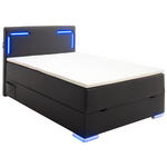 BOXSPRINGBETT 140/200 cm  in Schwarz  - Silberfarben/Schwarz, Design, Kunststoff/Textil (140/200cm) - Xora